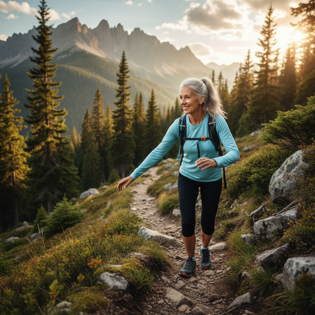 Pria matang yang aktif dan sehat di alam terbuka